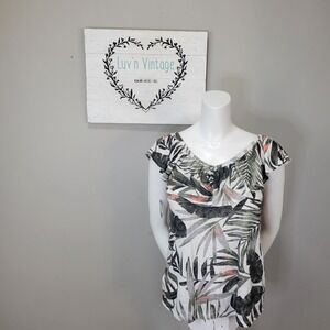 OLD NAVY Women's‎ Tropical Leaf Print Off Shoulder Ruffle Top Size M